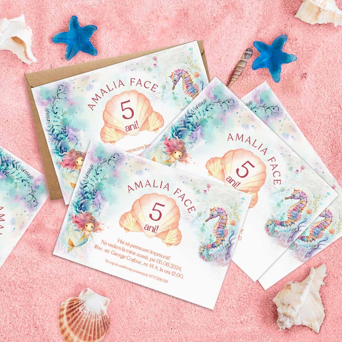 Card personalizat cu text - Invitație pentru aniversare - Sirene