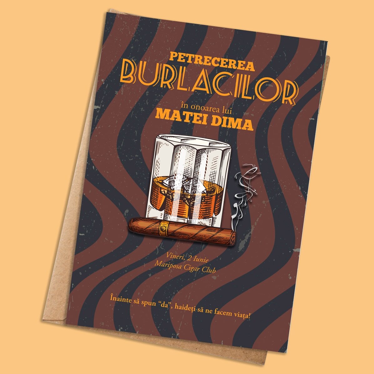 Card personalizat cu text - Petrecerea burlacilor