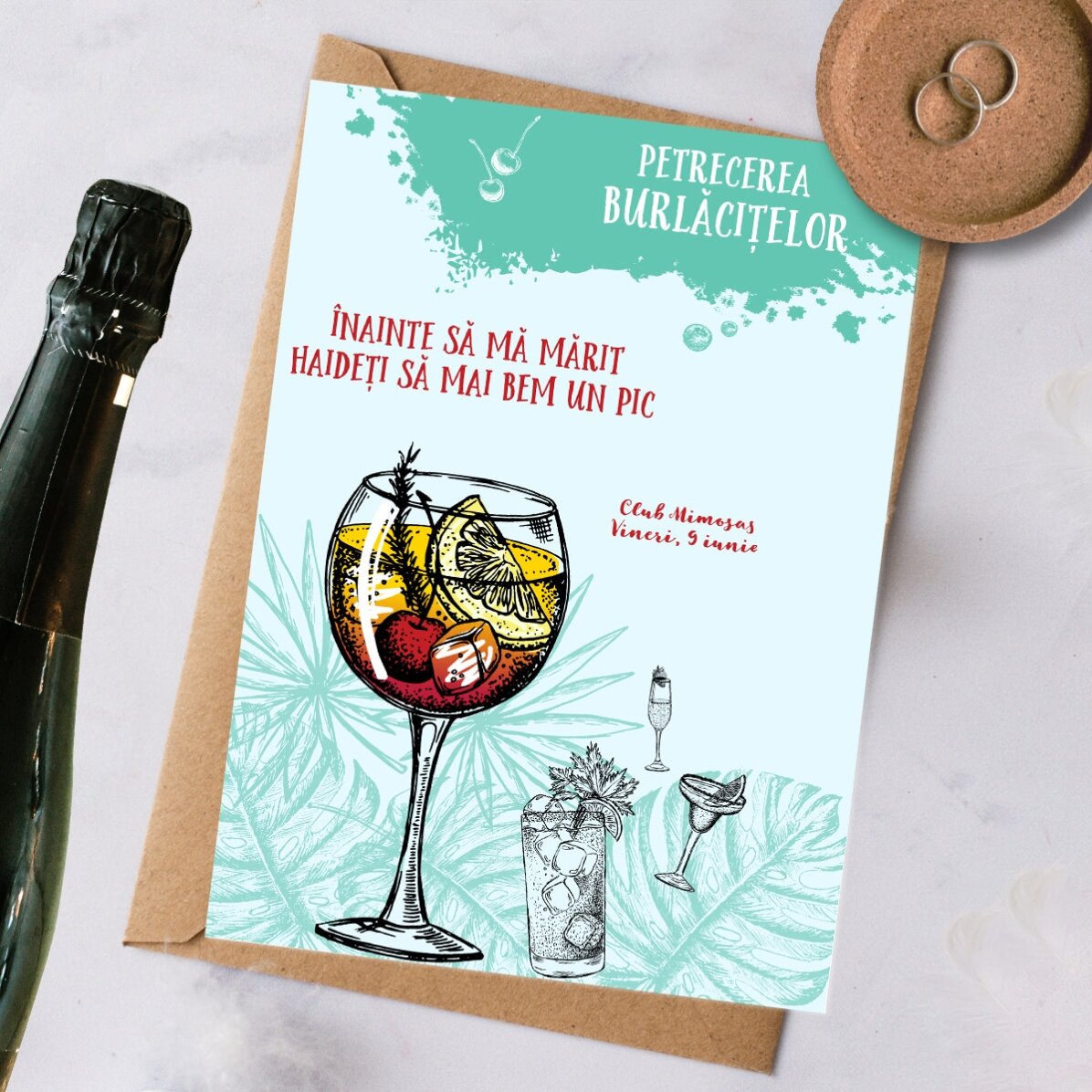 Card personalizat cu text - Petrecerea burlăcițelor