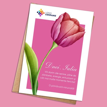 Card personalizat cu text și logo - Primăvară