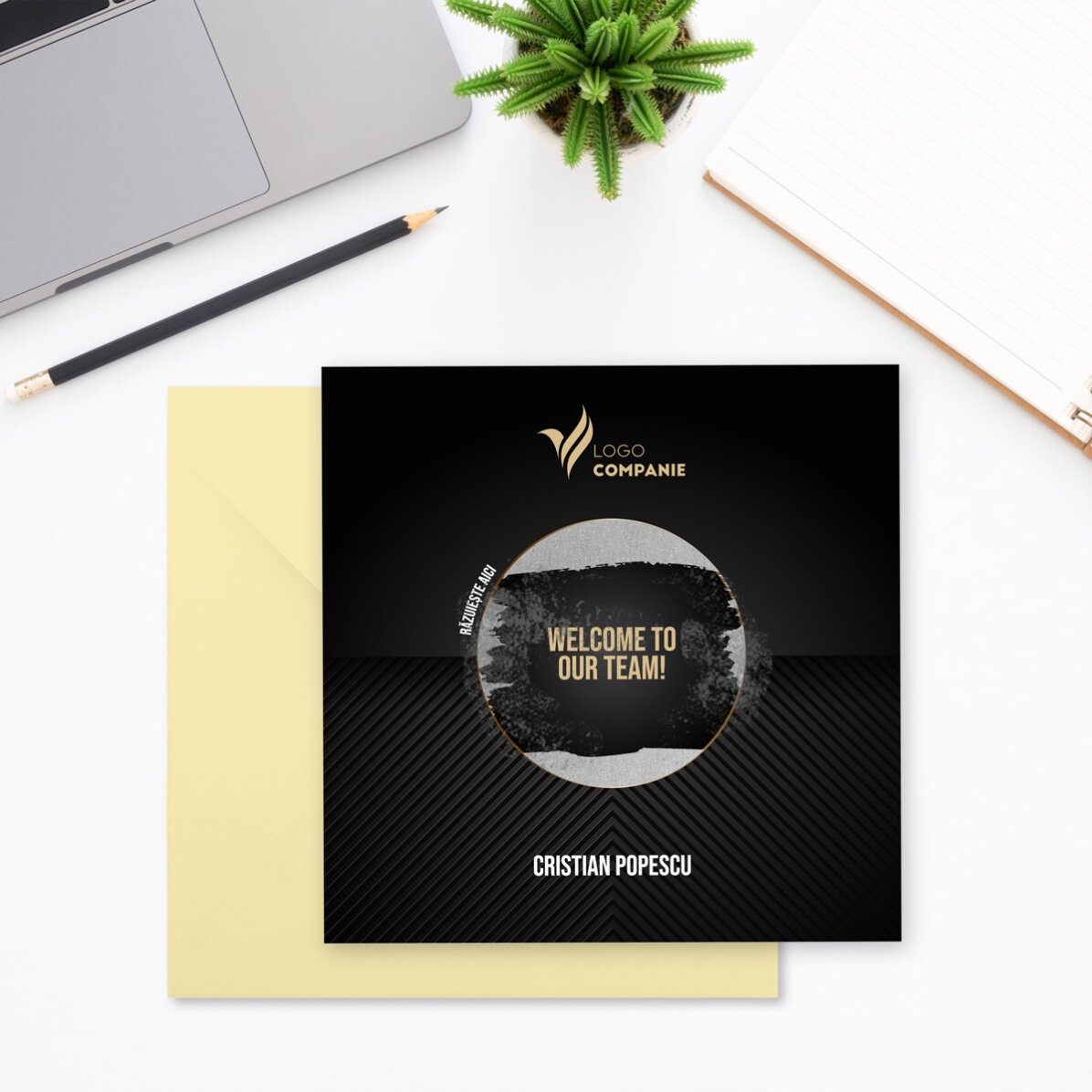 Card răzuibil personalizat cu logo și text - Welcome