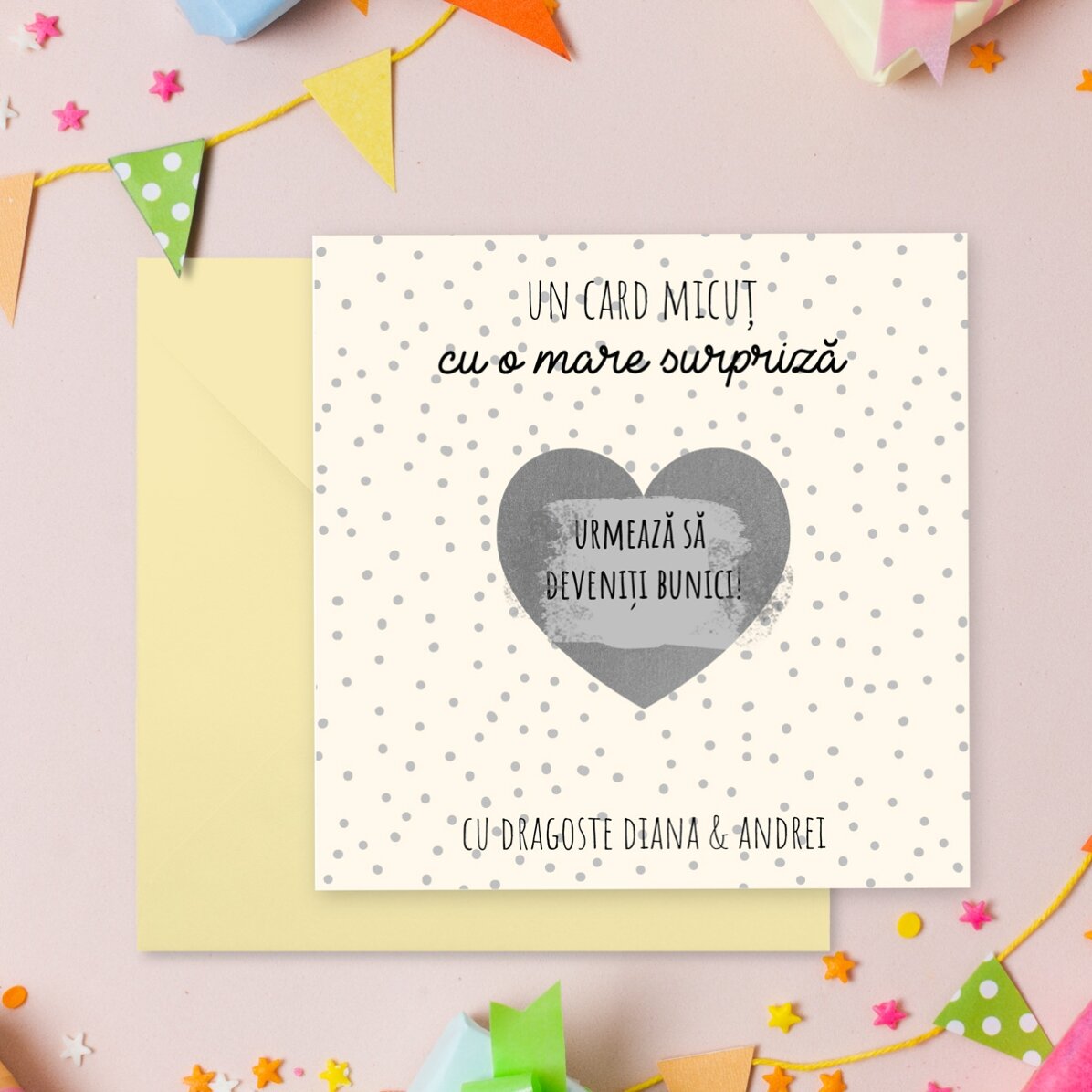 Card răzuibil personalizat cu mesaj - Anunț surpriză
