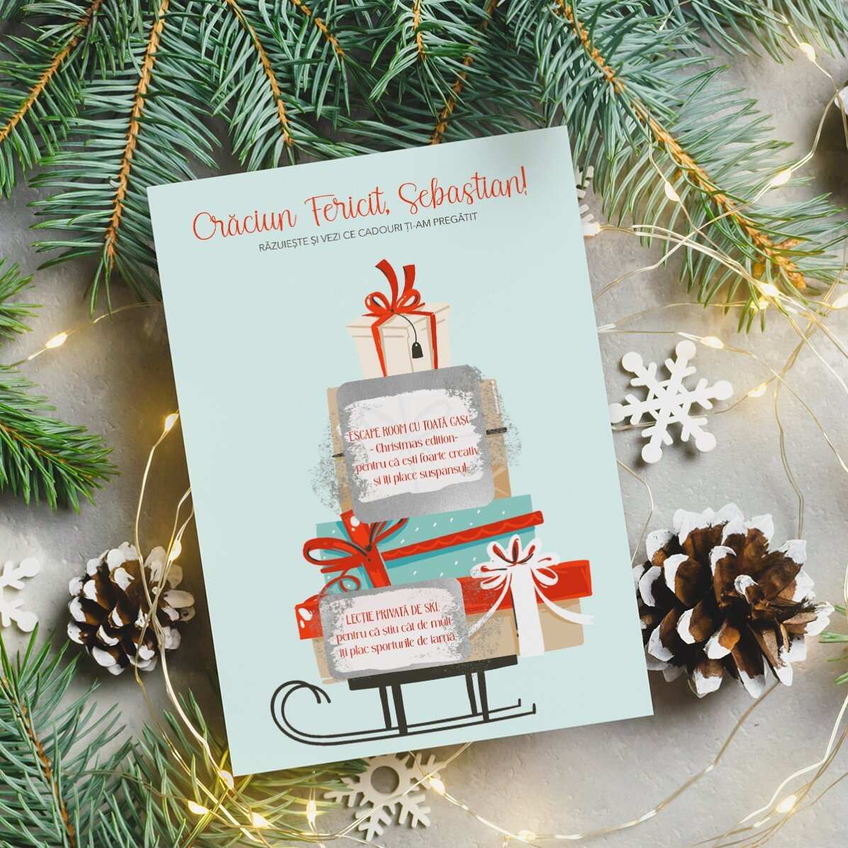 Card răzuibil personalizat cu mesaj - Cadou de Crăciun 