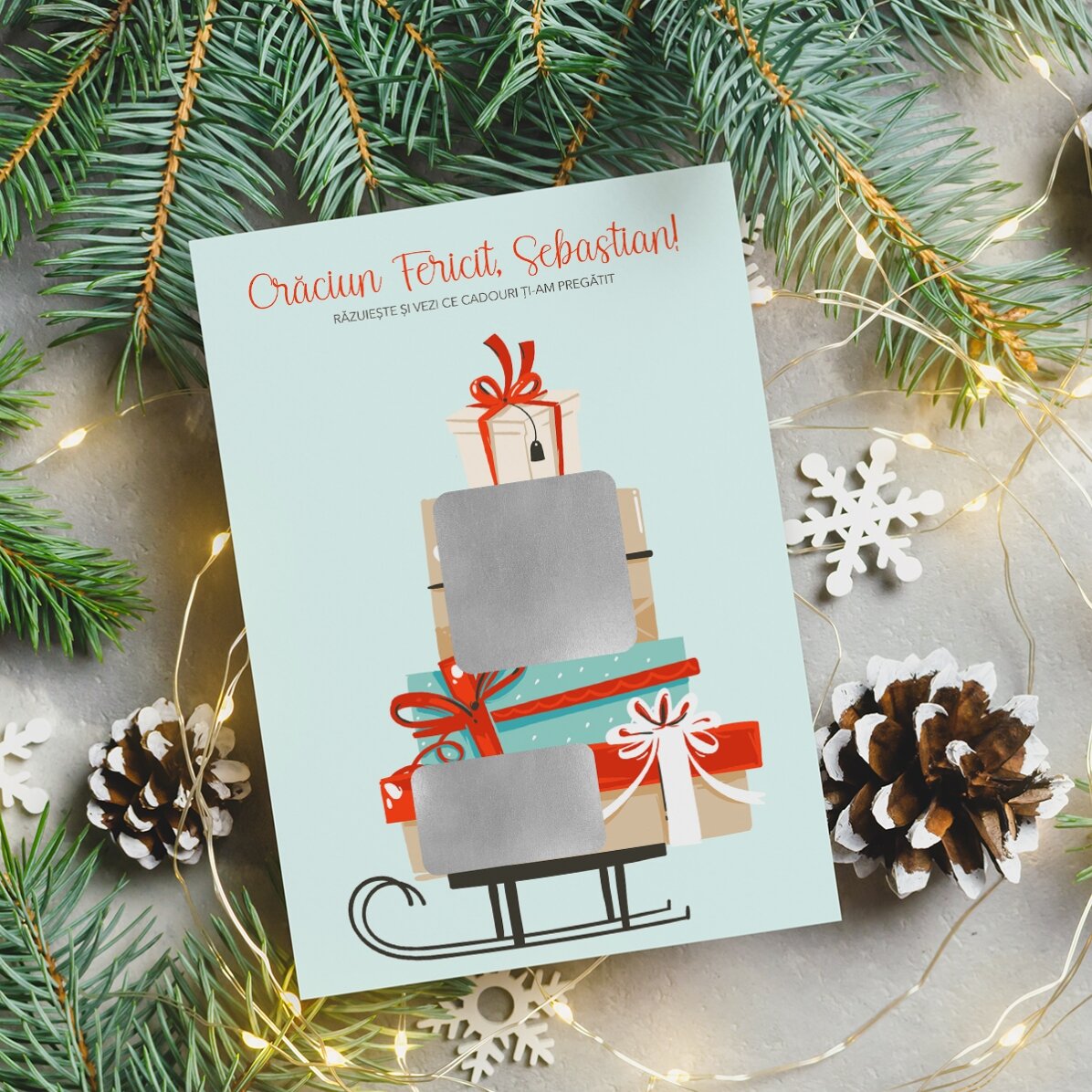 Card răzuibil personalizat cu mesaj - Cadou de Crăciun 