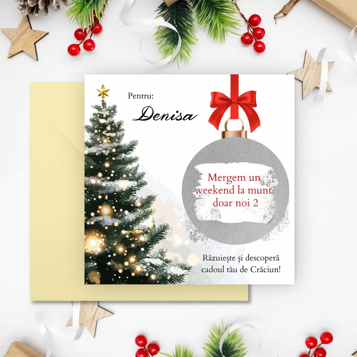 Card răzuibil personalizat cu mesaj - Cadou surpriză