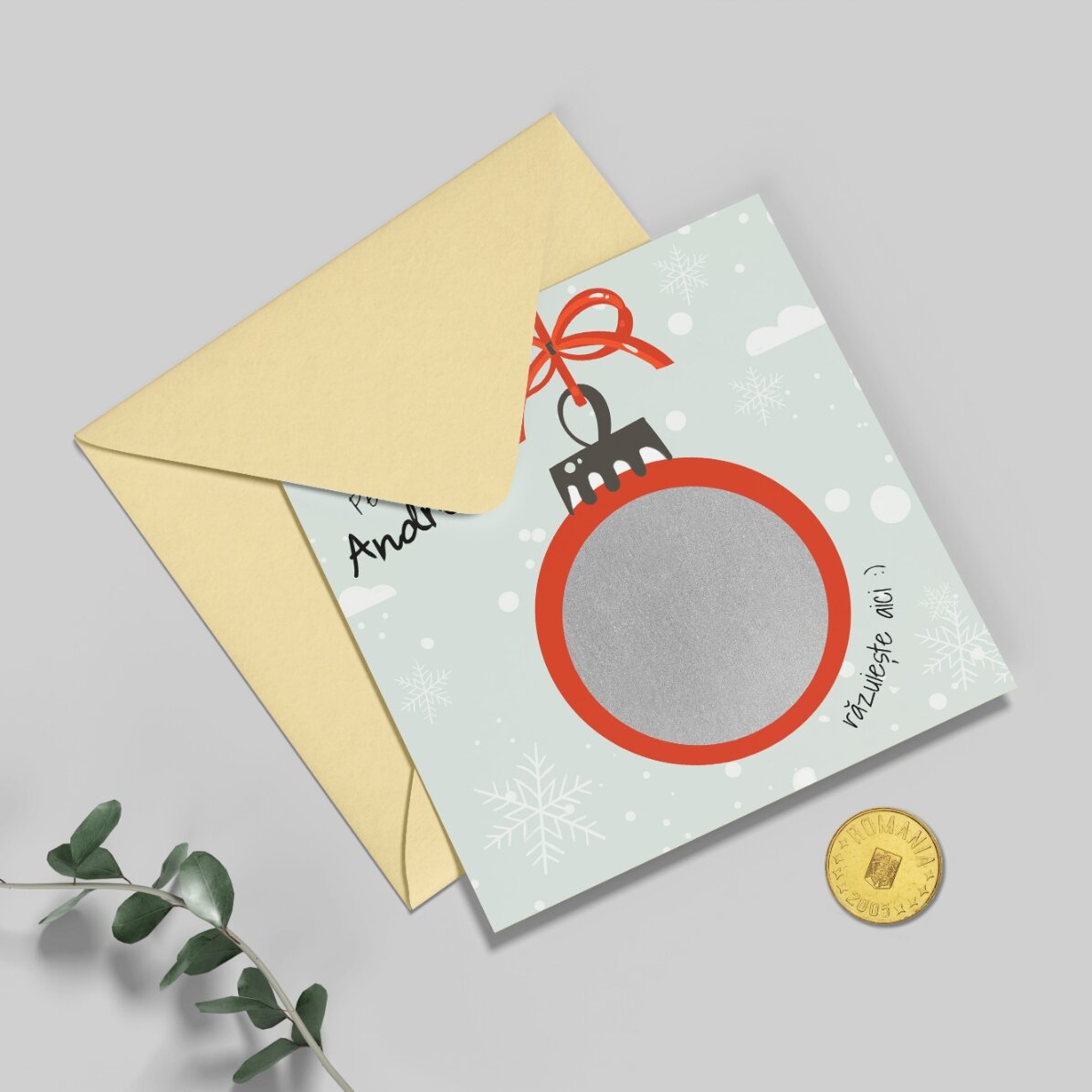 Card răzuibil personalizat cu mesaj de Crăciun