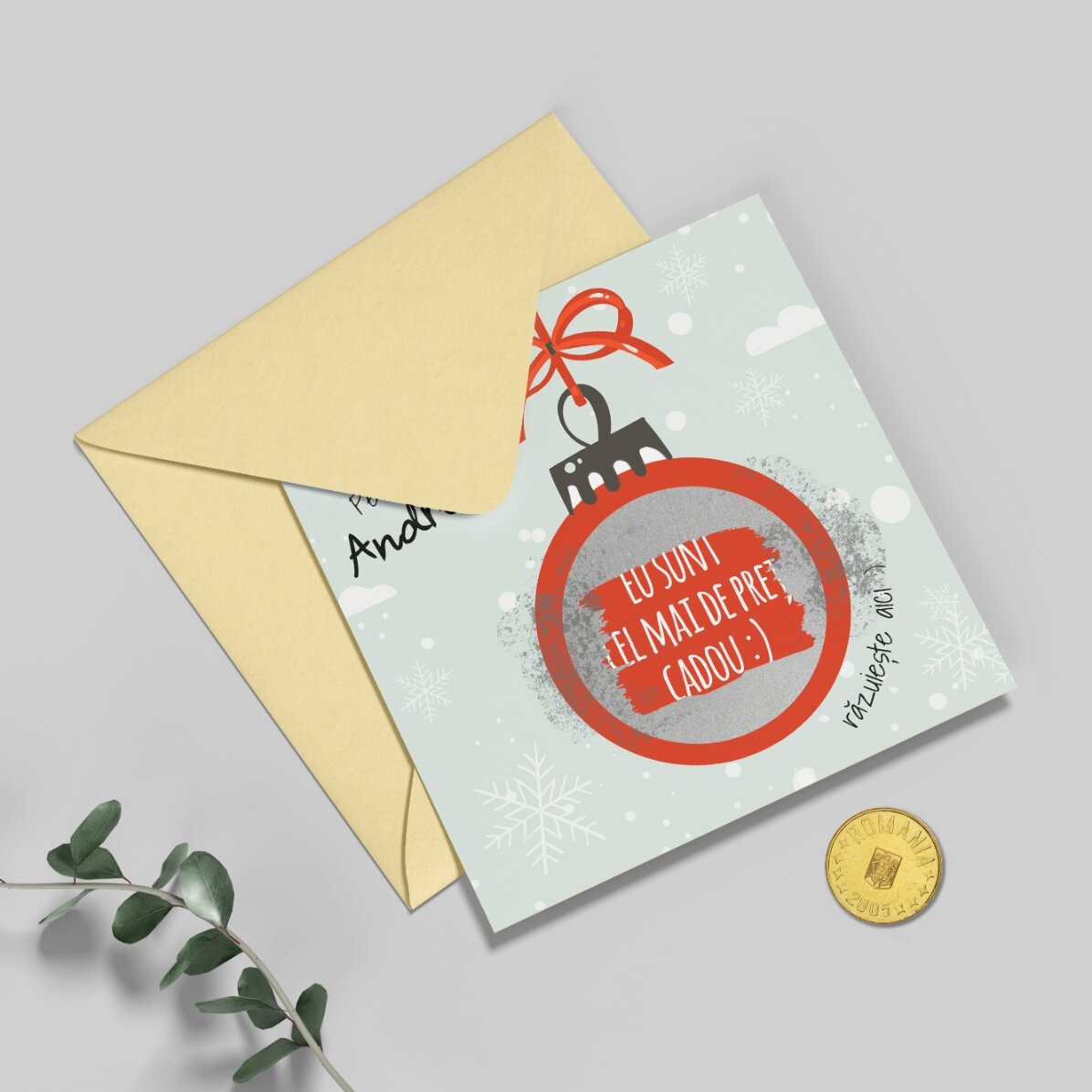 Card răzuibil personalizat cu mesaj de Crăciun