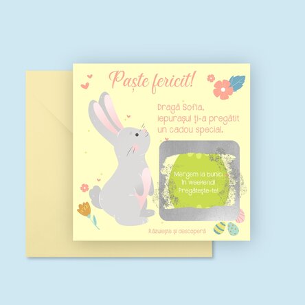 Card răzuibil personalizat cu mesaj - De la iepurașul de Paște