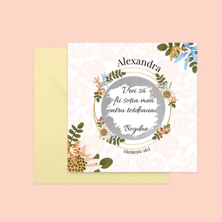 Card răzuibil personalizat cu mesaj - Flower proposal