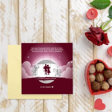 Card răzuibil personalizat cu mesaj - Peisaj nocturn de Valentine
