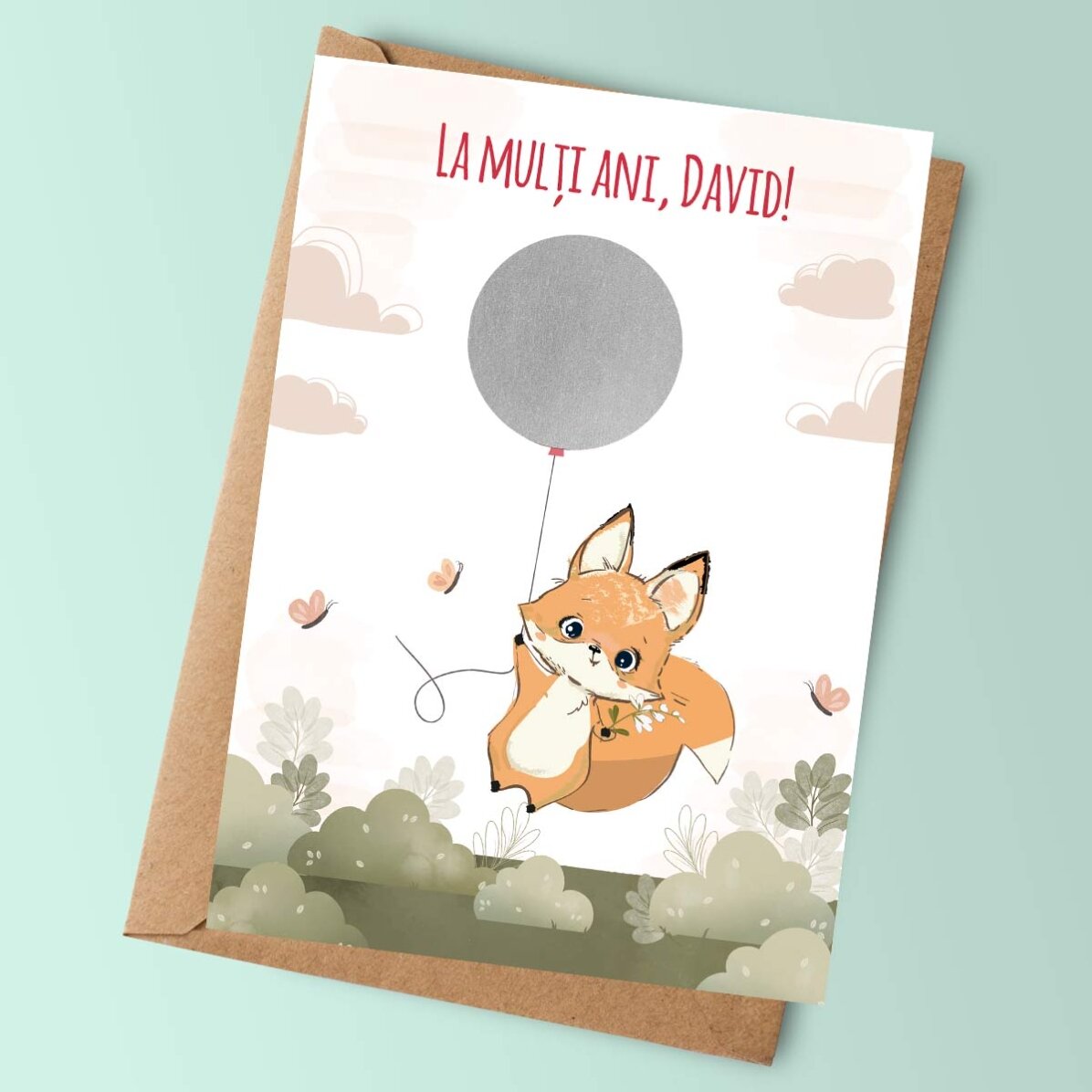 Card răzuibil personalizat cu mesaj pentru copii - Zi de naștere