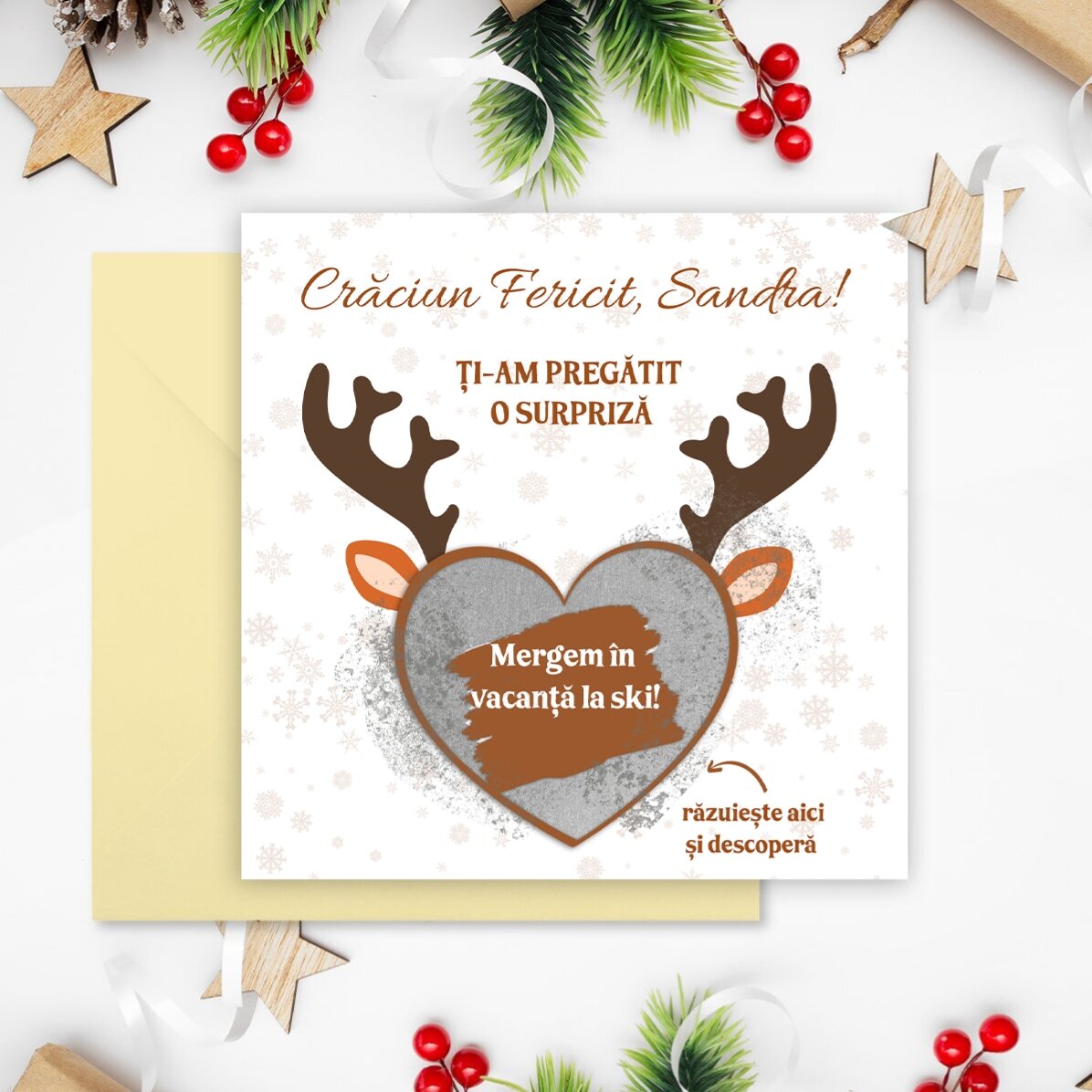 Card răzuibil personalizat cu mesaj - Ren