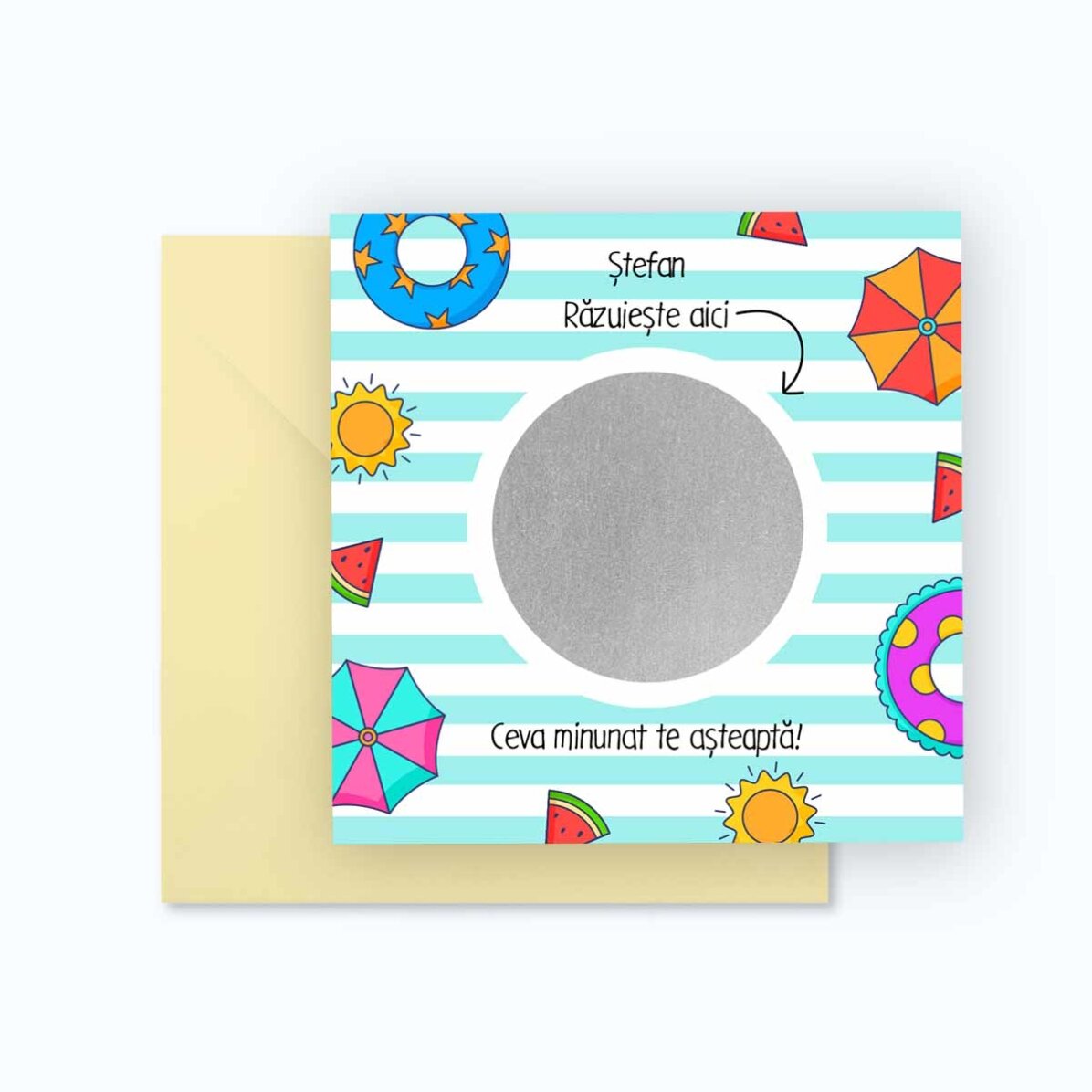 Card răzuibil personalizat cu mesaj - Vacanța de vară