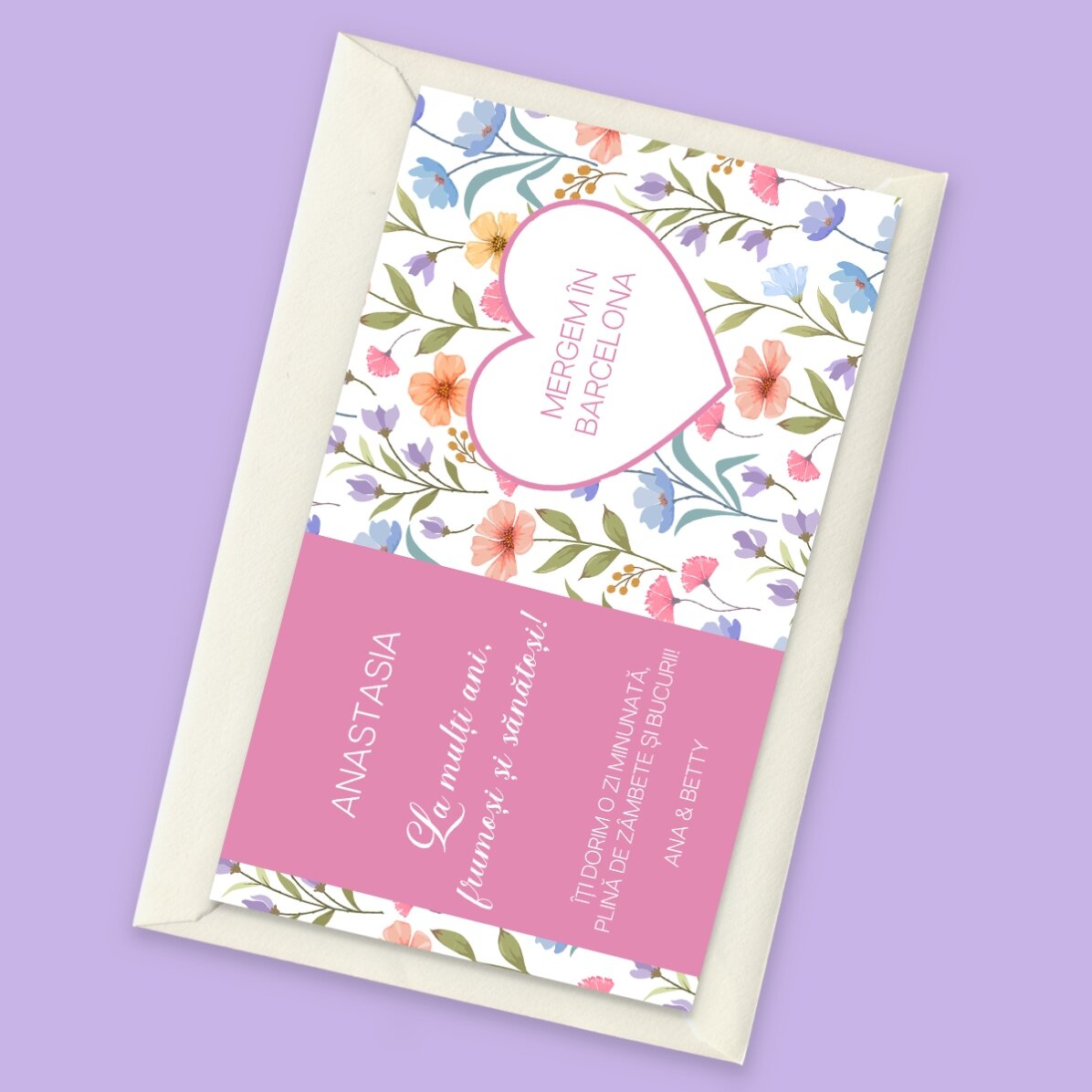 Card răzuibil personalizat cu text - Floral