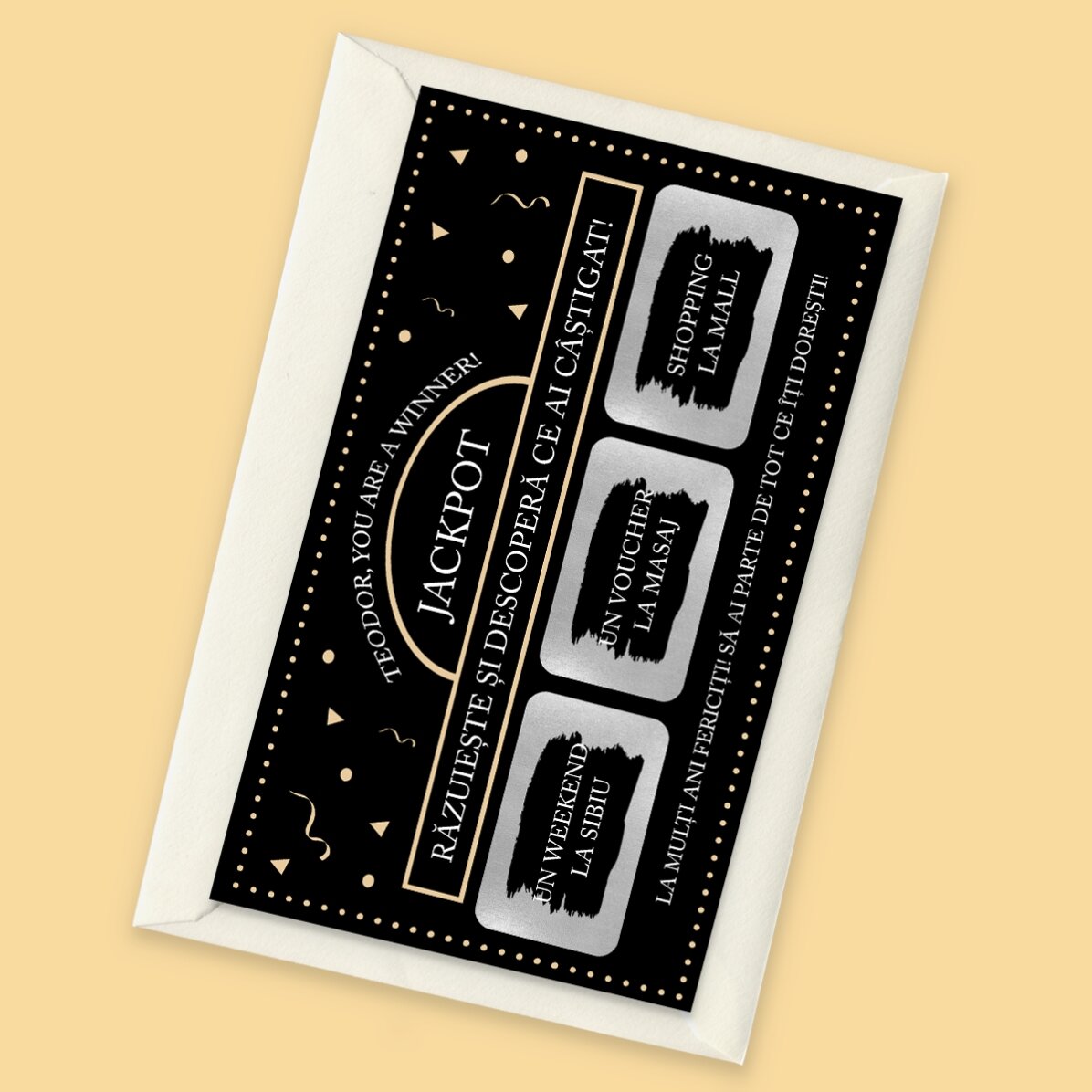 Card răzuibil personalizat cu text - Jackpot