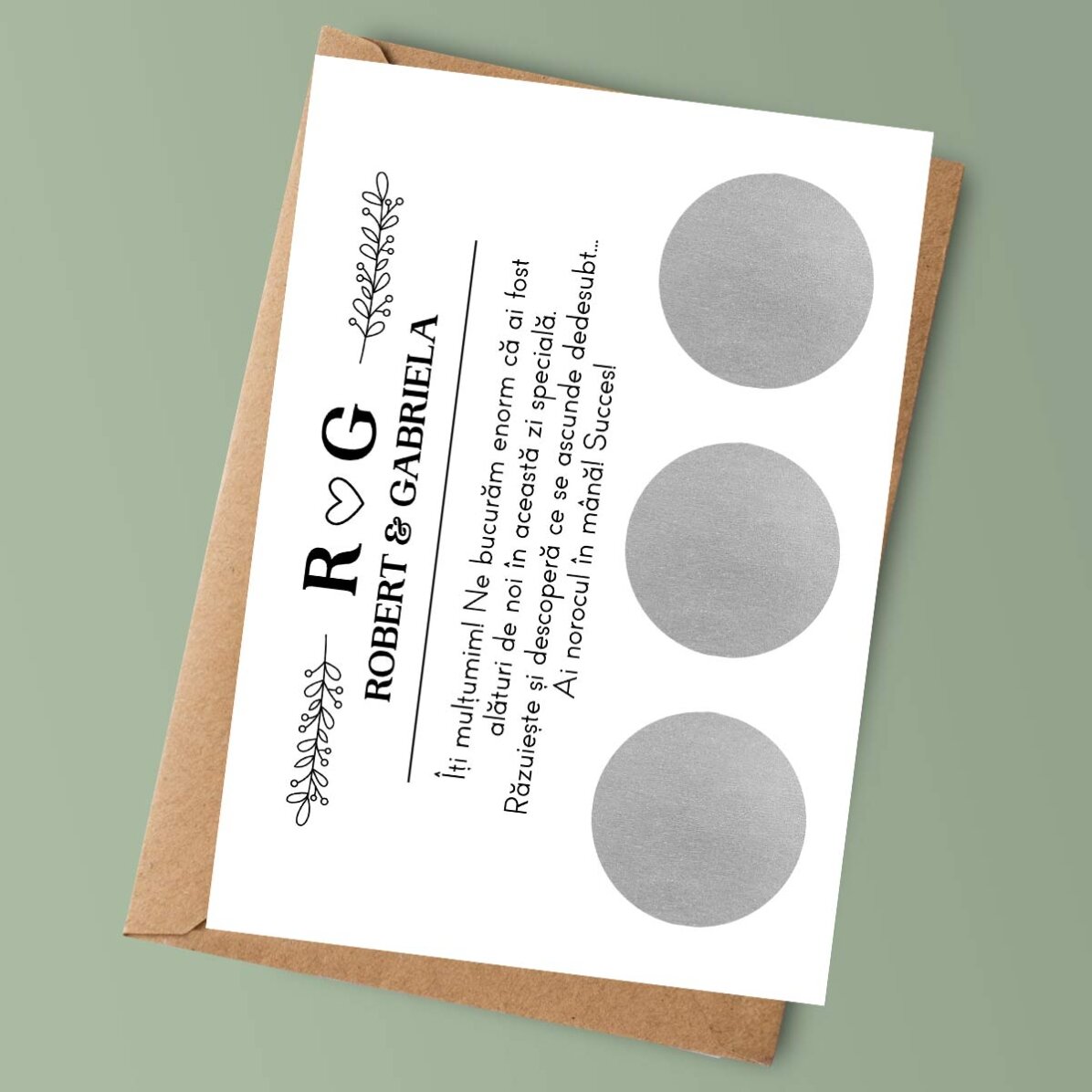 Card răzuibil personalizat cu text - Nuntă