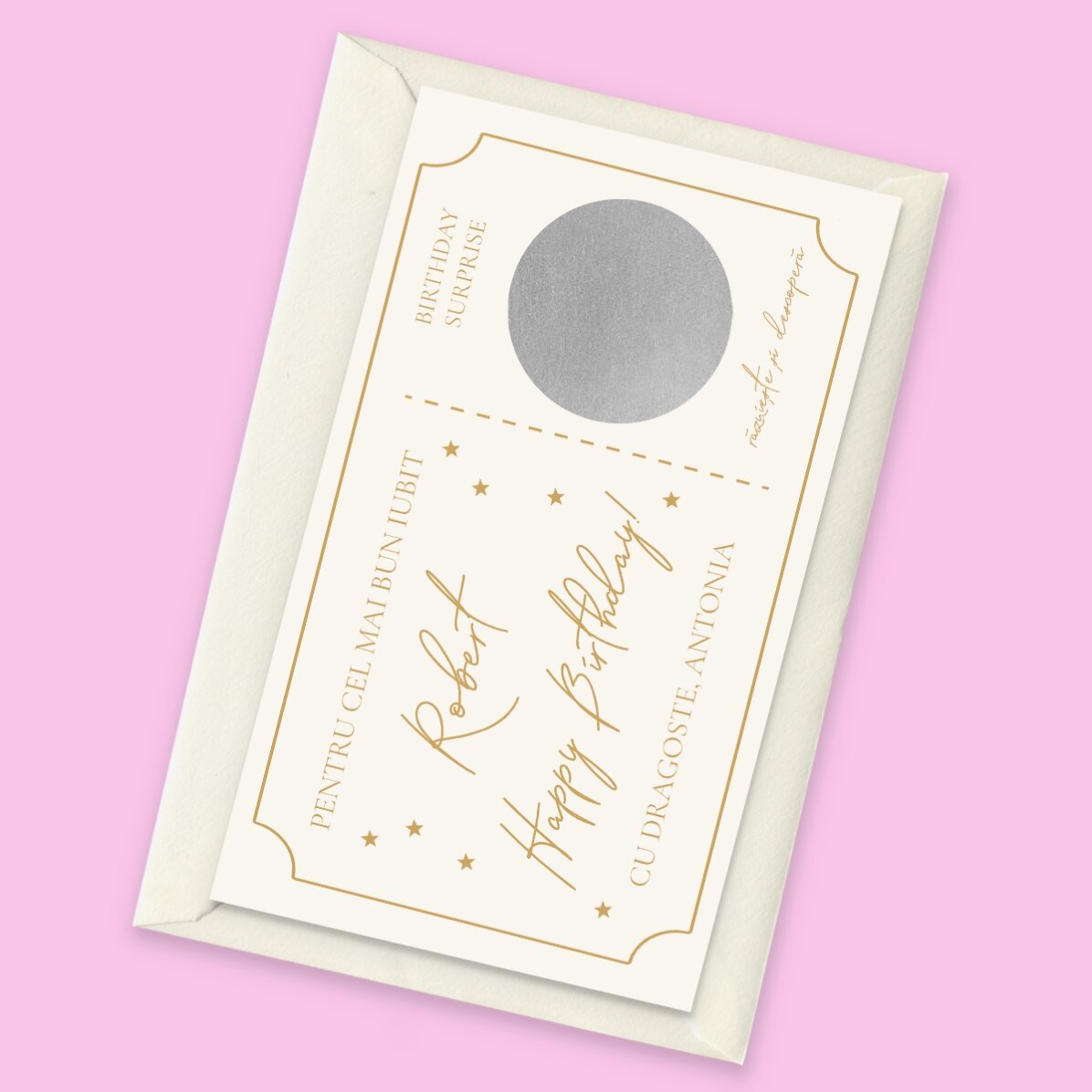 Card răzuibil personalizat cu text - Ticket