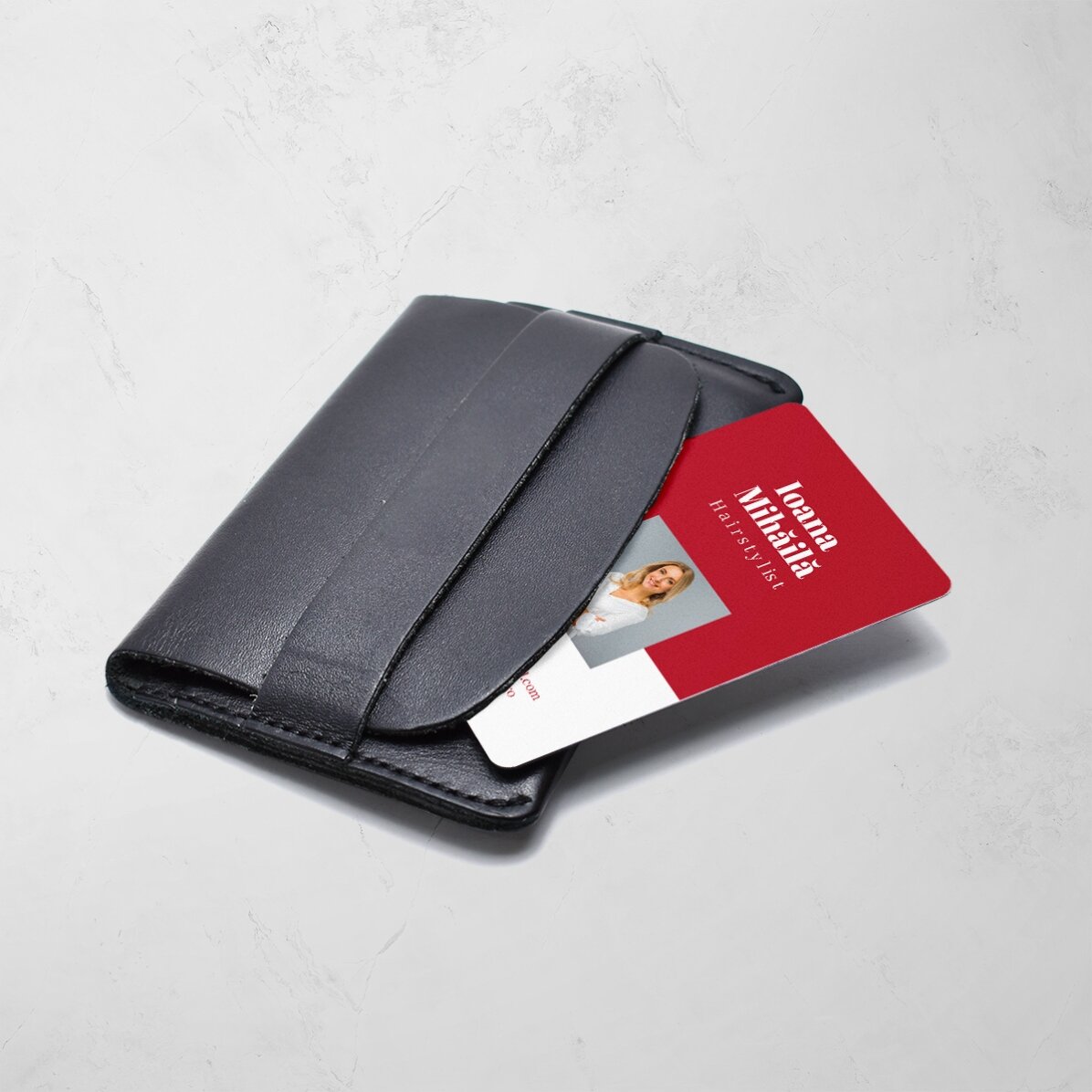 Carte de vizită aluminiu personalizată față-verso cu cod QR - Portret