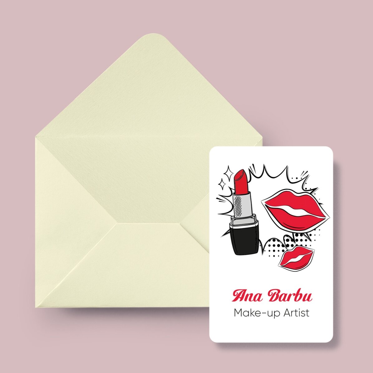 Carte de vizită aluminiu personalizată față-verso cu mesaj - Make-up Artist