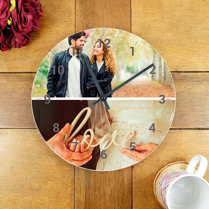 Ceas personalizat cu 2 poze și cifre
