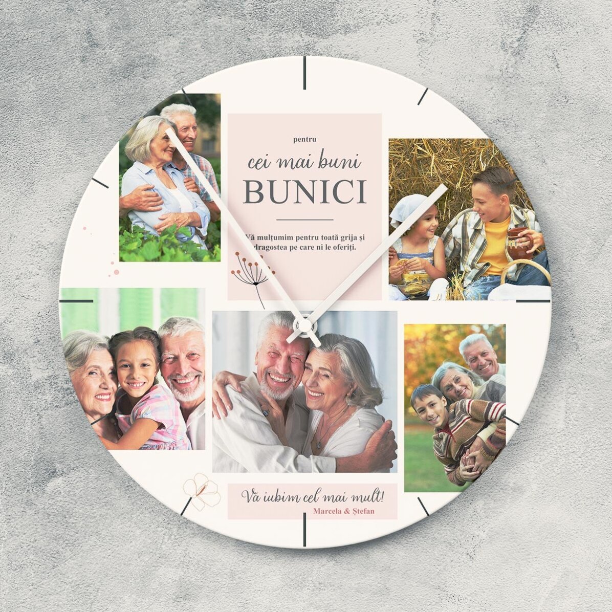 Ceas personalizat cu 5 poze - Cei mai buni Bunici