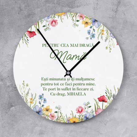 Ceas personalizat cu mesaj de apreciere - Floral