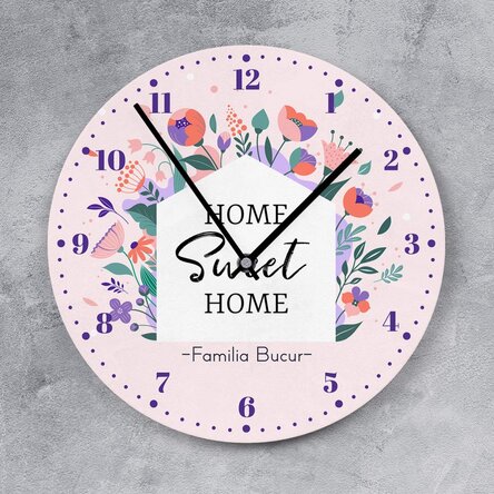 Ceas personalizat cu text - Flowers