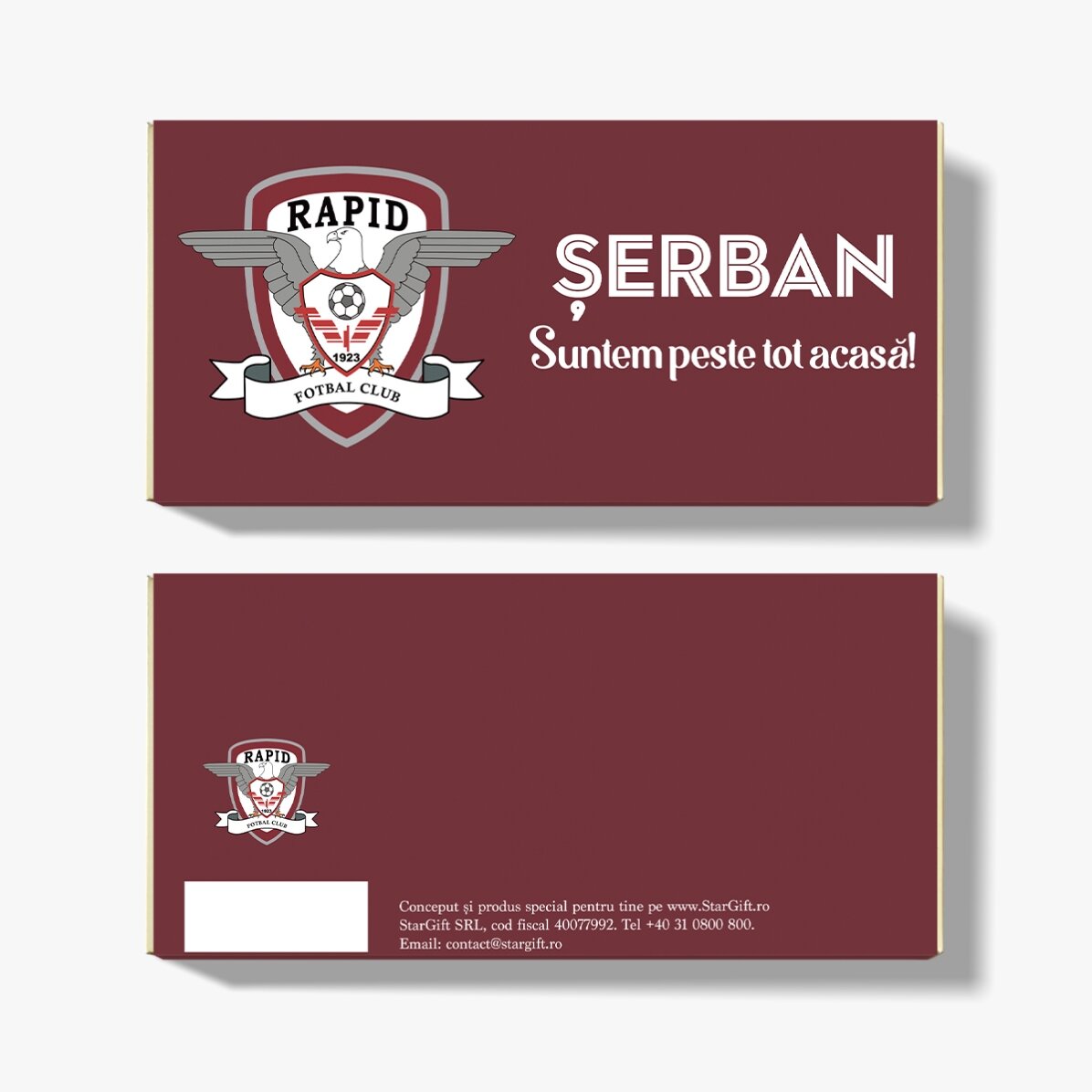 Ciocolată FC Rapid personalizată cu nume și text