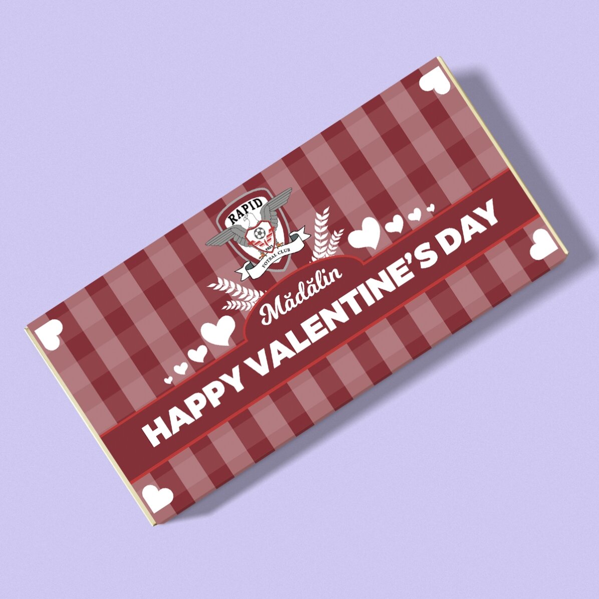Ciocolată FC Rapid personalizată cu text - Valentine