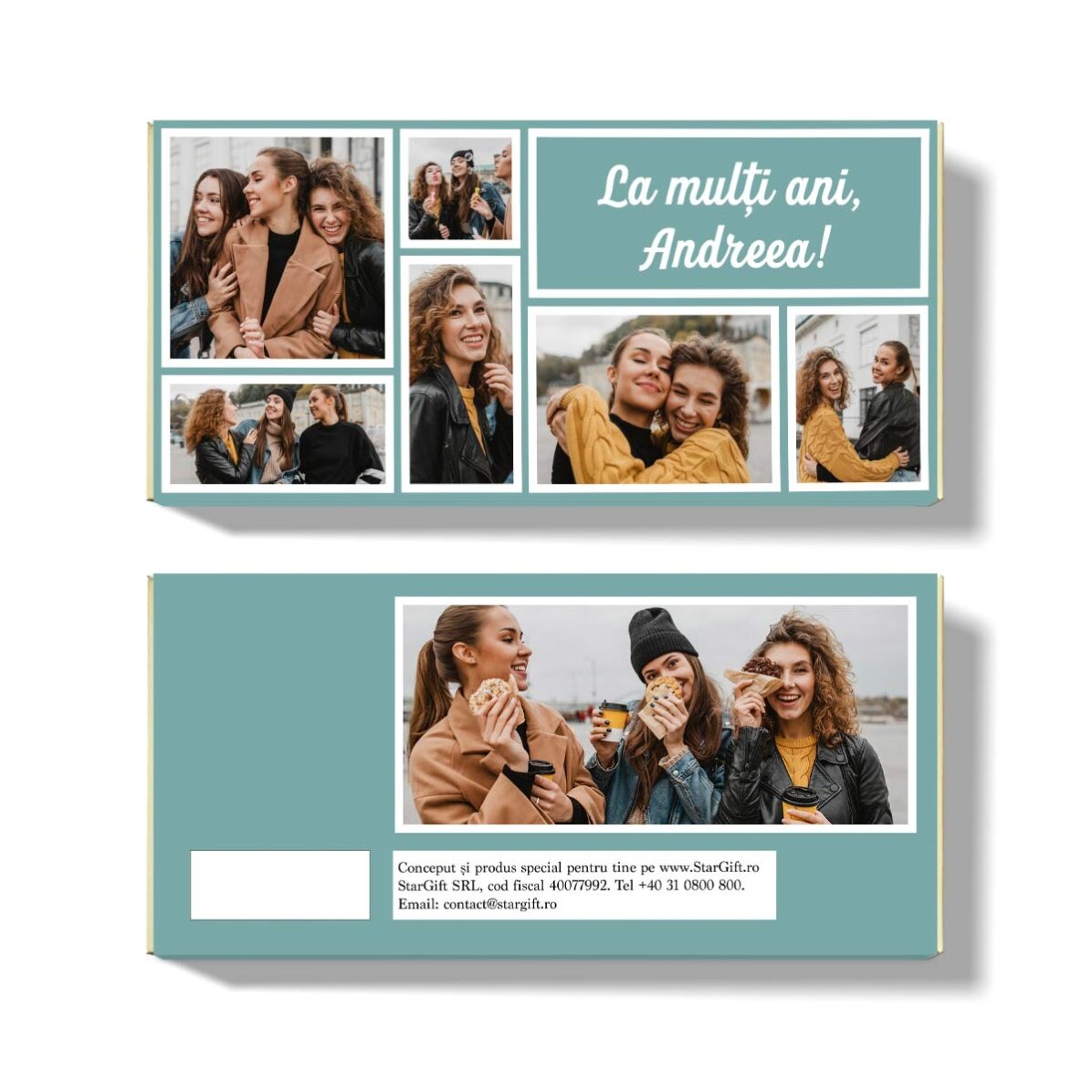 Ciocolată personalizată cu 7 poze și mesaj 