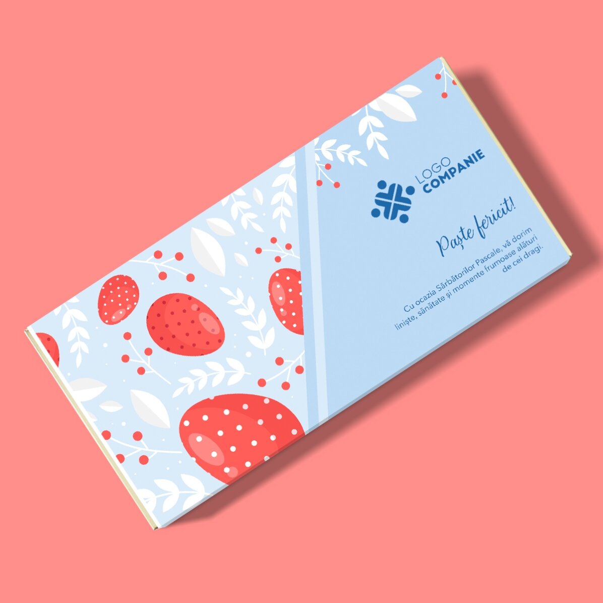 Ciocolată personalizată cu logo și mesaj - Easter eggs