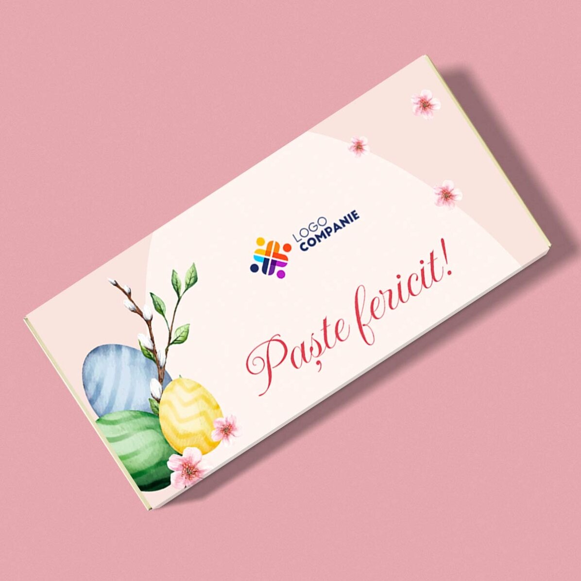 Ciocolată personalizată cu logo și mesaj - Paște