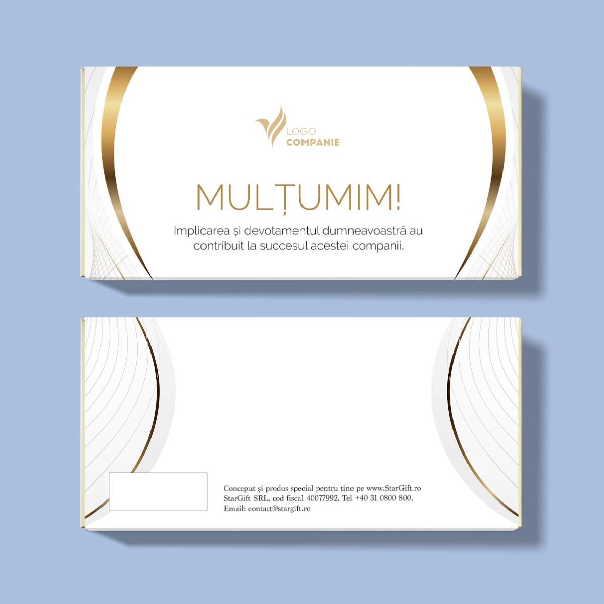 Ciocolată personalizată cu logo și text - Felicitări (White)