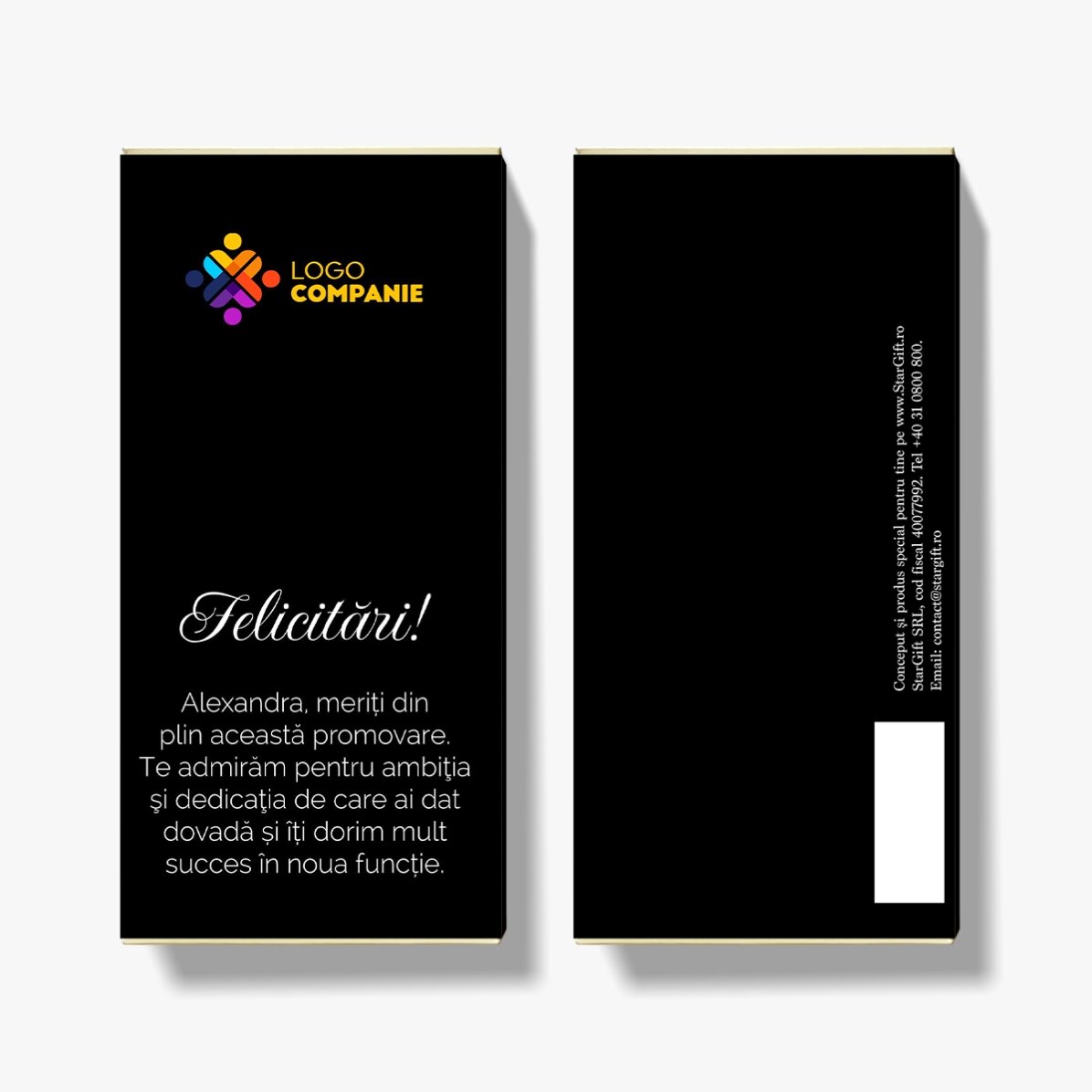Ciocolată personalizată cu logo și text - Promovare