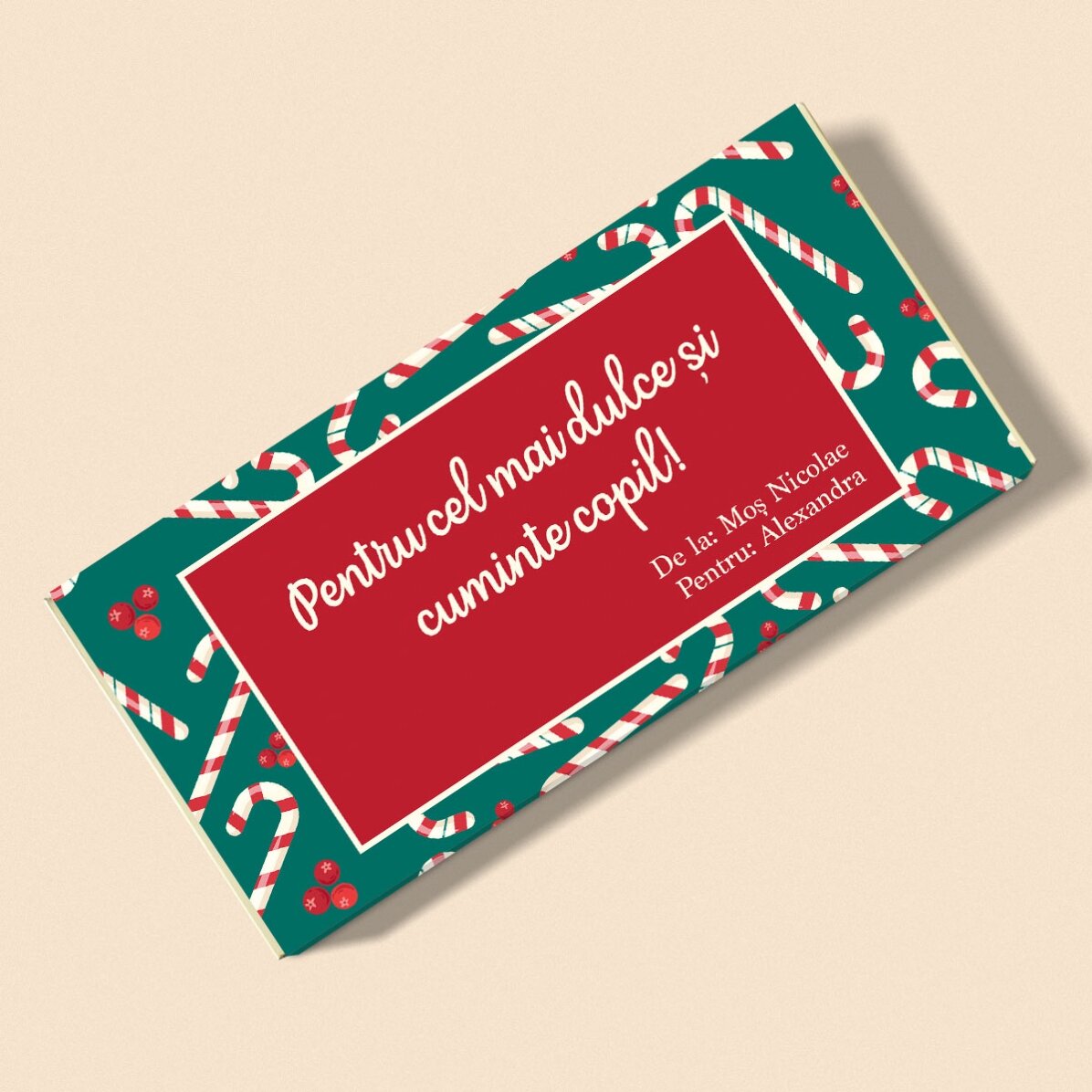 Ciocolată personalizată cu mesaj  - de la moș Nicolae