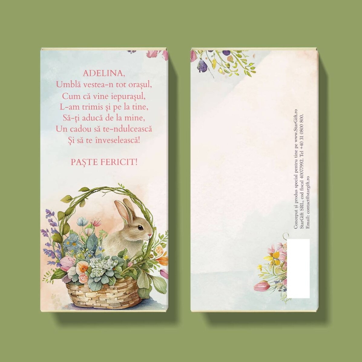 Ciocolată personalizată cu mesaj de Paște