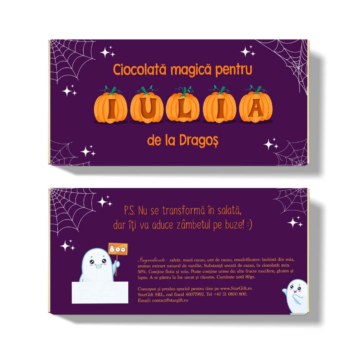 Ciocolată personalizată cu mesaj - Halloween magic
