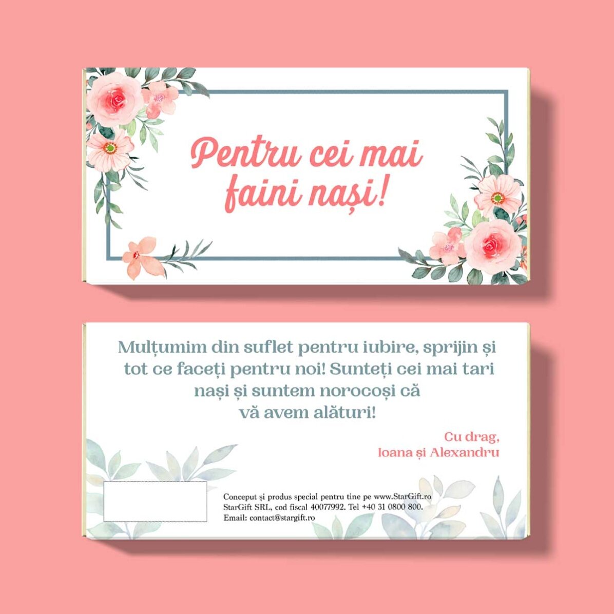 Ciocolată personalizată cu mesaj - Mesaj pentru nași