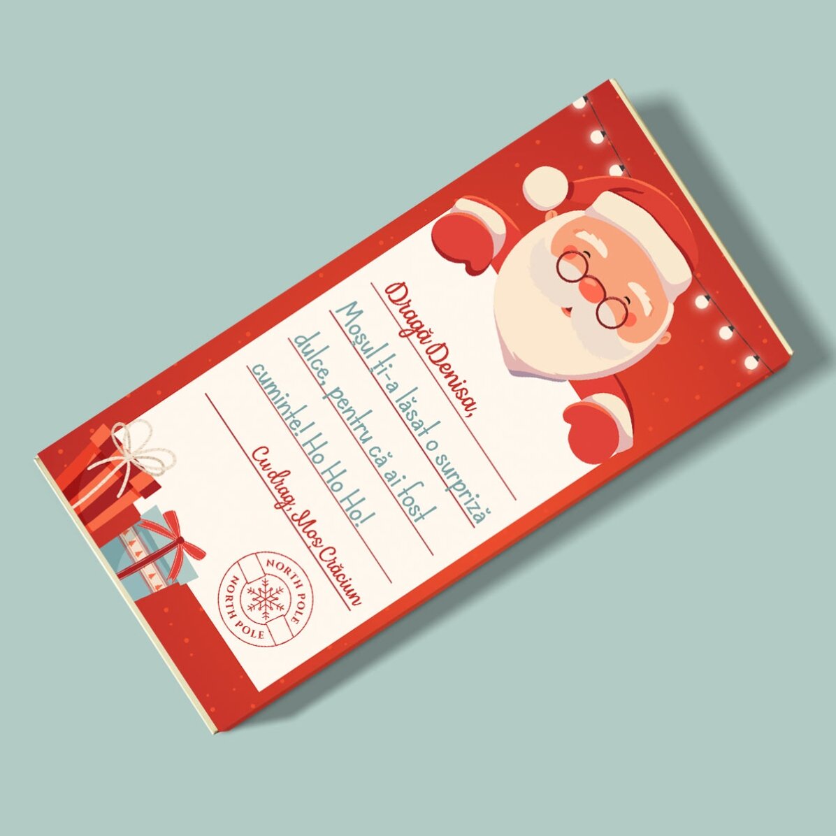 Ciocolată personalizată cu mesaj - Moș Crăciun