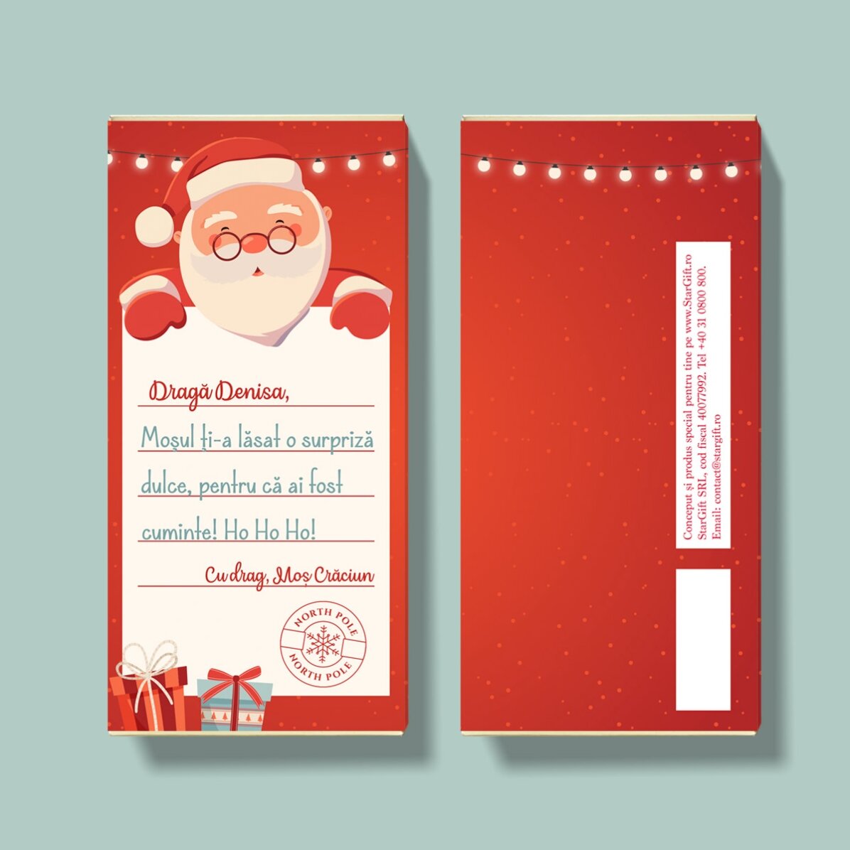 Ciocolată personalizată cu mesaj - Moș Crăciun