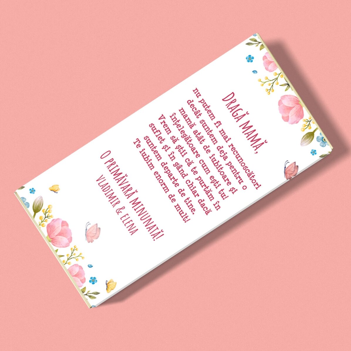 Ciocolată personalizată cu mesaj pentru mama