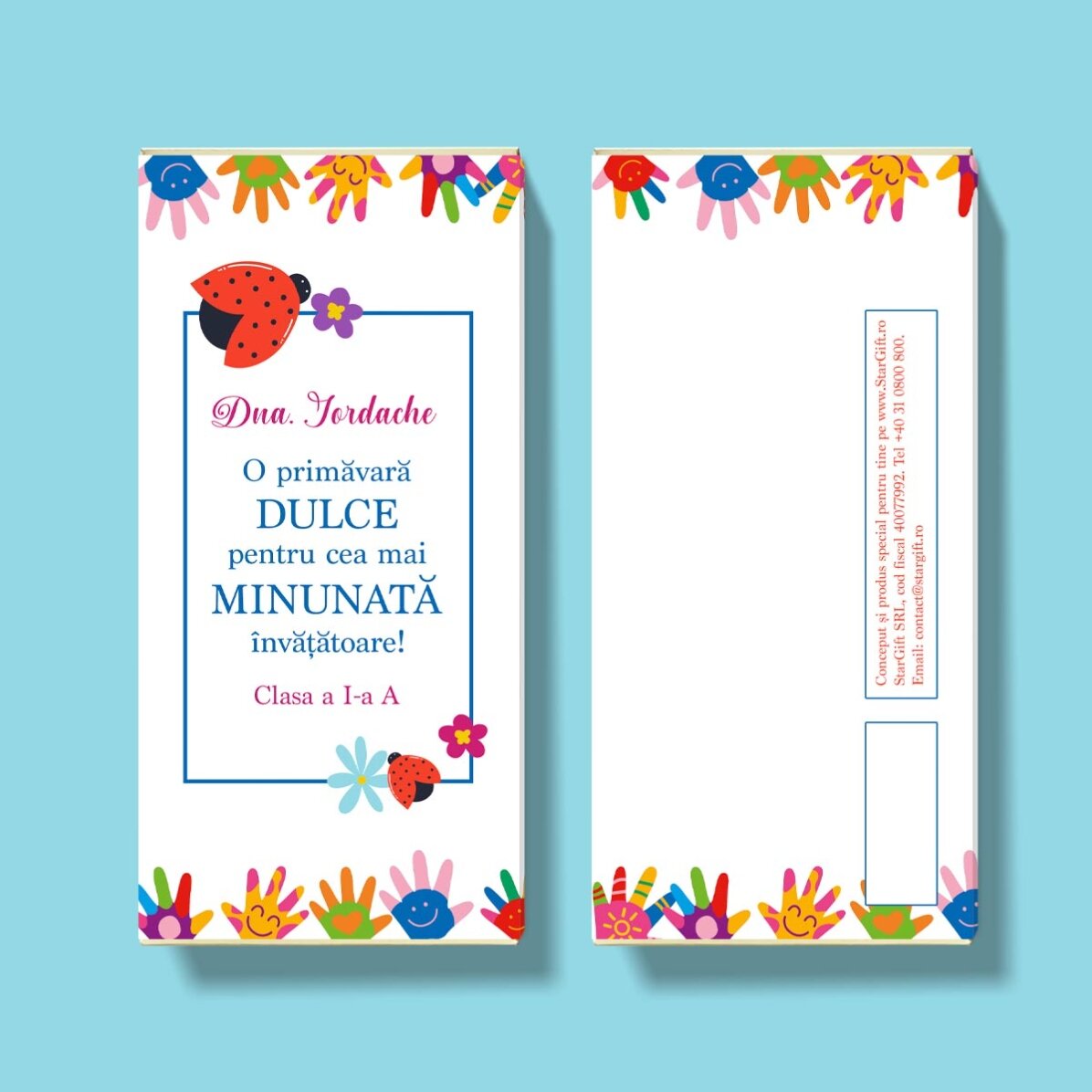 Ciocolată personalizată cu mesaj pentru profesoare minunate