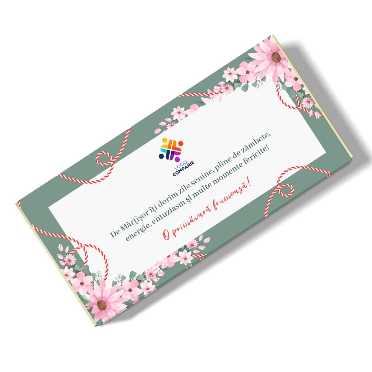 Ciocolată personalizată cu mesaj și logo - Mărțișor 