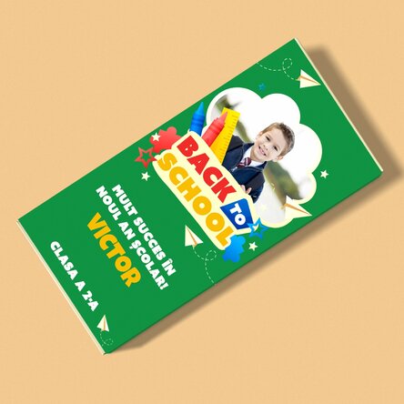 Ciocolată personalizată cu mesaj și poză - Back to school