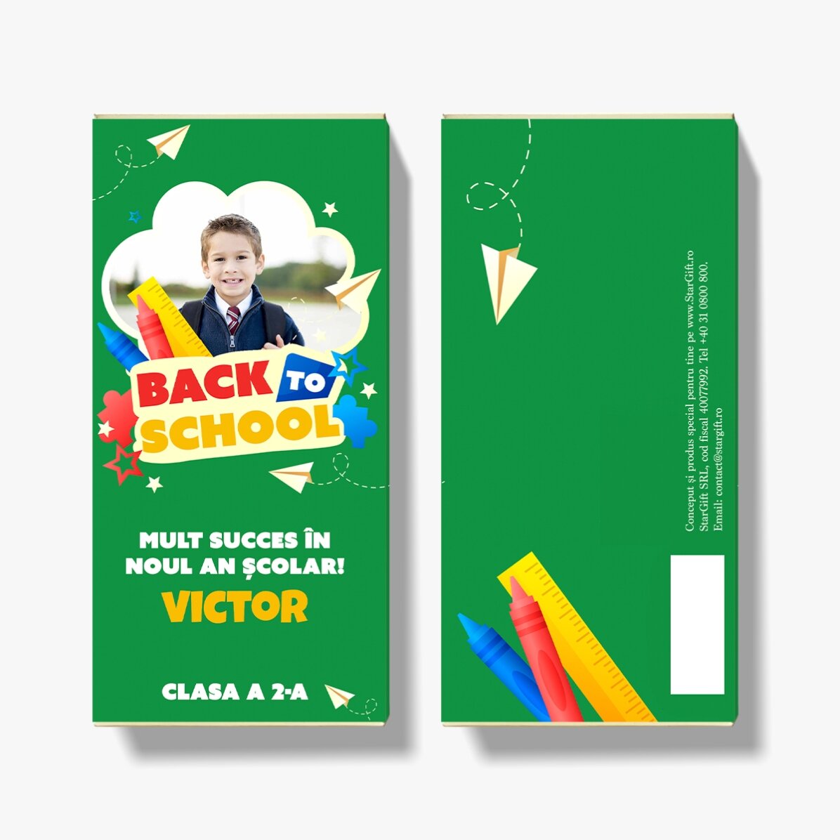 Ciocolată personalizată cu mesaj și poză - Back to school