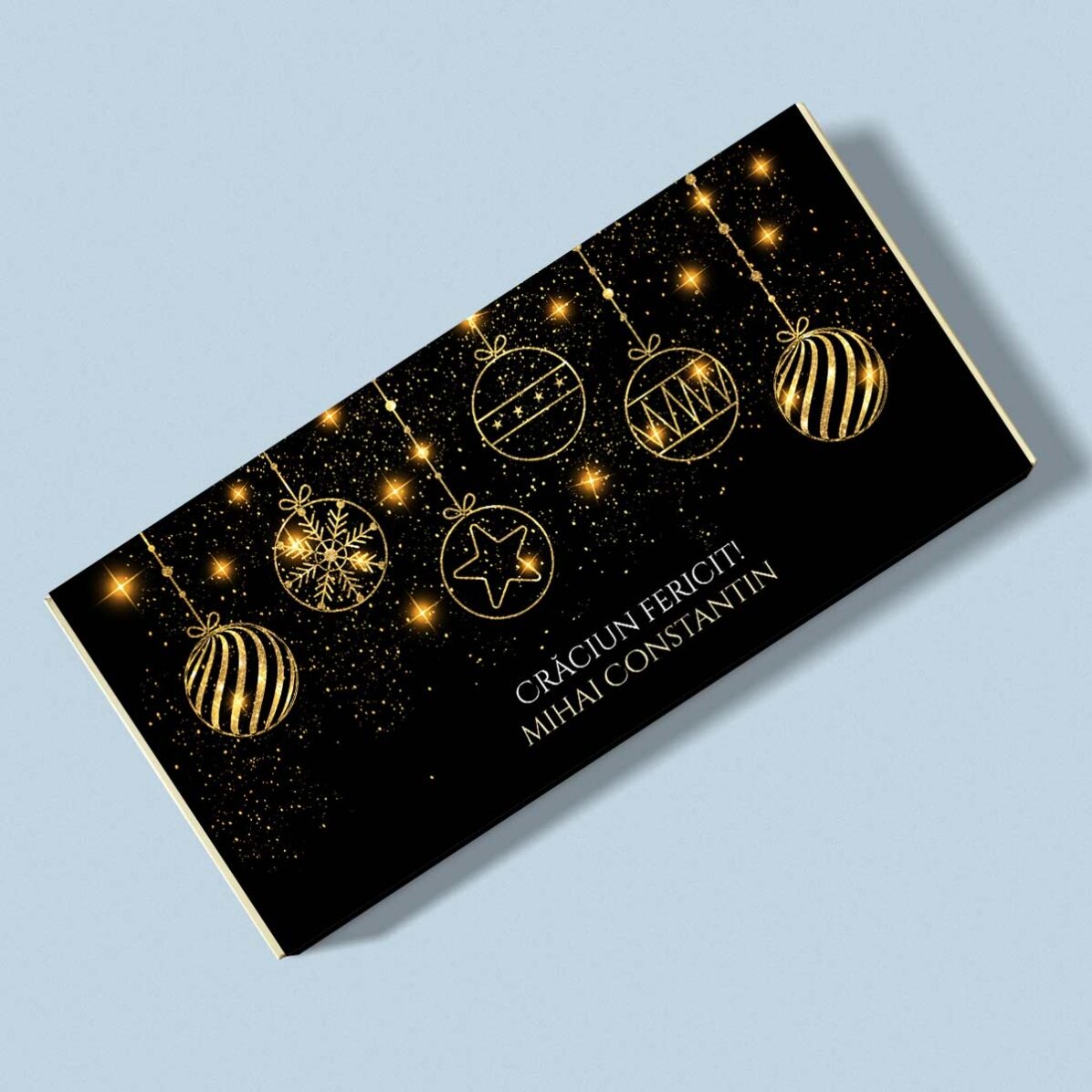 Ciocolată personalizată cu nume și mesaj - Gold Christmas