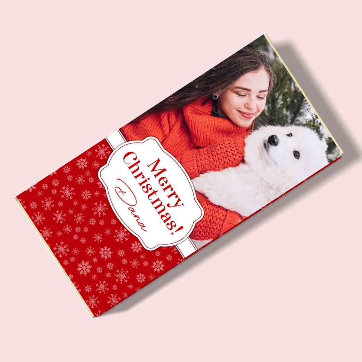 Ciocolată personalizată cu o poză și mesaj de Crăciun - Fulgi de zăpadă