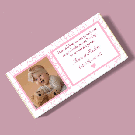 Персонализиран шоколад с снимка и послание - Помолвка за кръстник