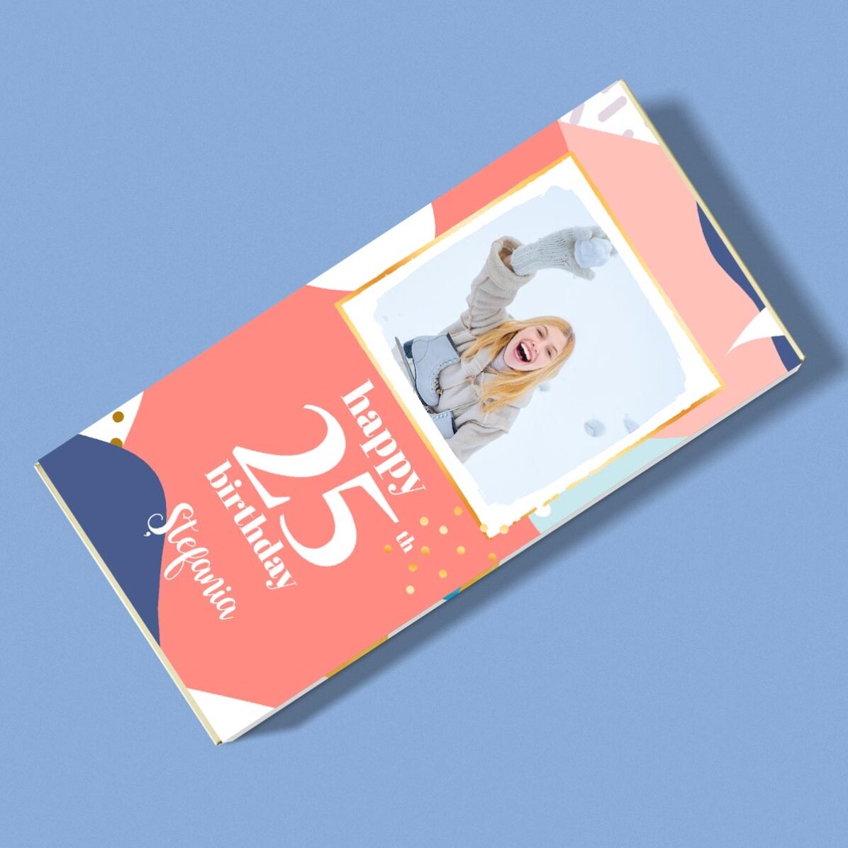 Ciocolată personalizată cu poză și text - Happy Birthday!