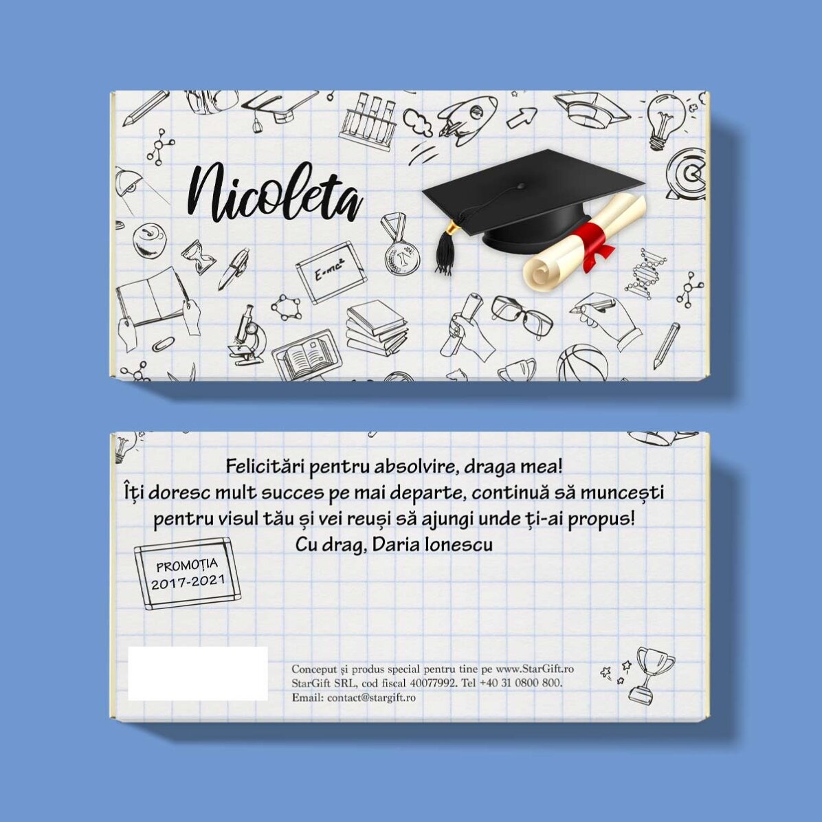 Ciocolată personalizată cu text - Absolvire